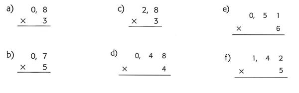 multiplicações com os números decimais