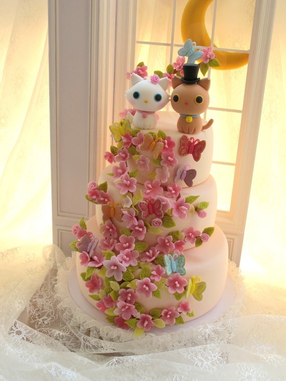 sketch cherry blossom wedding cake