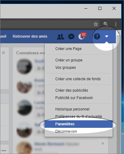 اعدادات فيسبوك paramètres  facebook