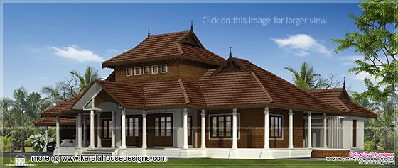 Kerala traditional villa right side view