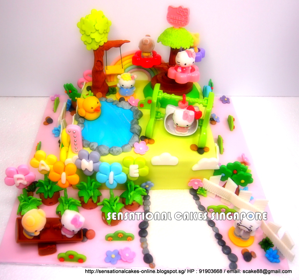 Hello Kitty Playground Theme Cake Singapore 1st Birthday Garden