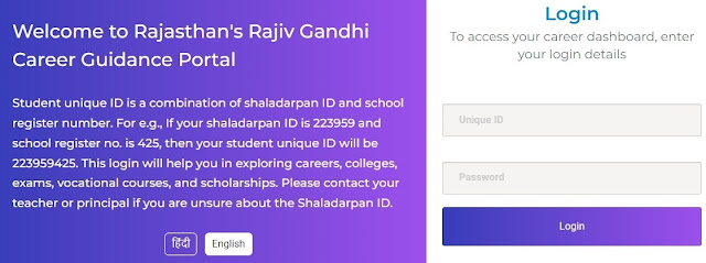 Rajasthan Rajiv Gandhi Career Guidance Portal Login