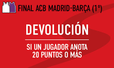 sportium bono 25 euros primer partido final acb Real Madrid vs Barcelona 19 junio