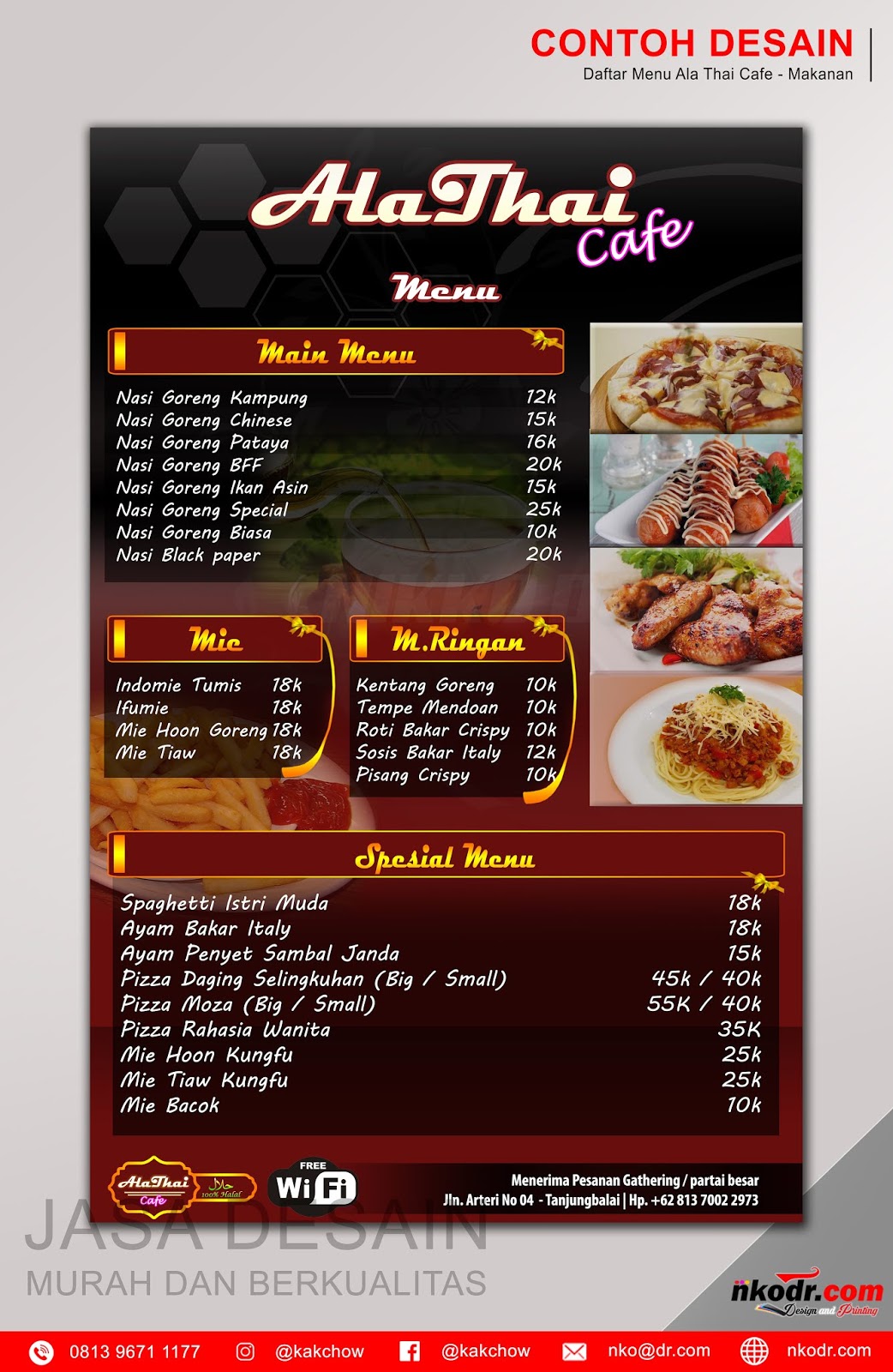 Contoh Desain  List Menu  Buku Menu  Daftar  Menu  AlaThai 