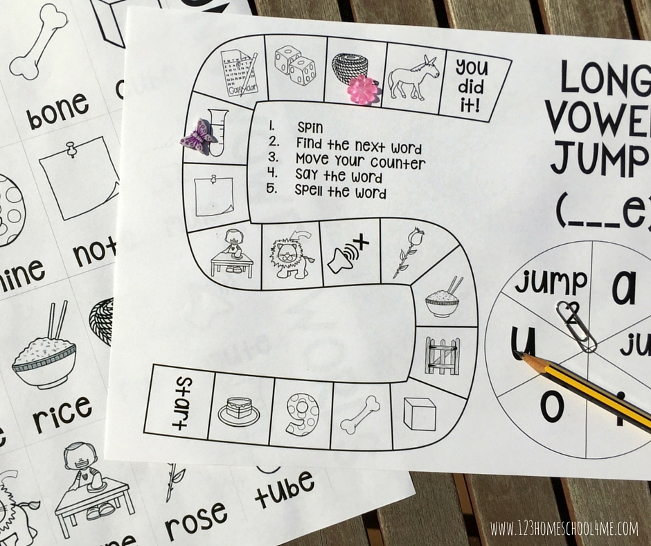 free long vowel jump board game
