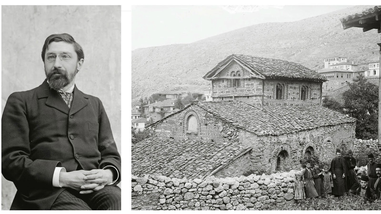 Ο ειδικευμένος στη βυζαντινή τέχνη ιστορικός Γκαμπριέλ Μιλέ (1867-1953) και o ναός των Αγίων Αναργύρων στην Καστοριά το 1901, με ντόπιους φωτογραφημένους από τον ίδιο.