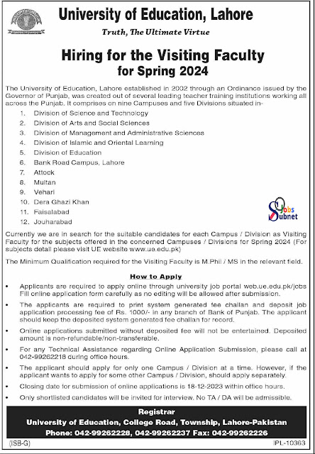 New University Of Education Lahore Jobs 2023