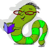 image of a cartoon book worm holding a book