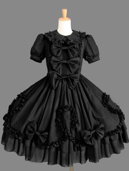 Black Bow and Ruffle Gothic Lolita Dress