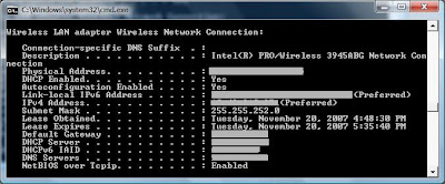 ipconfig to find wireless card mac address