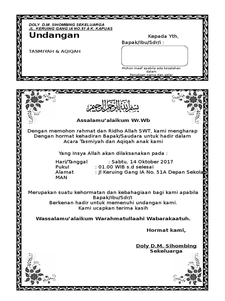  undangan  aqiqah yang  bisa  di  edit  wood scribd indo