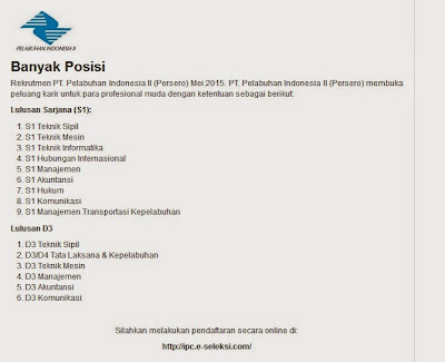 Lowongan kerja resmi PT Pelabuhan Indonesia II (Persero