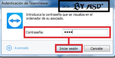 Ingresando el password del teamview