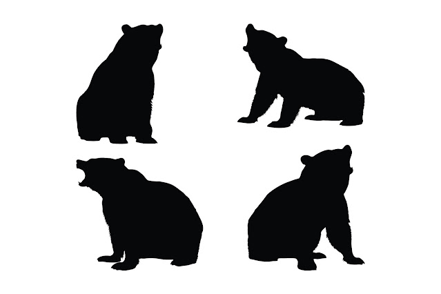 Bear silhouette design collection vector free download