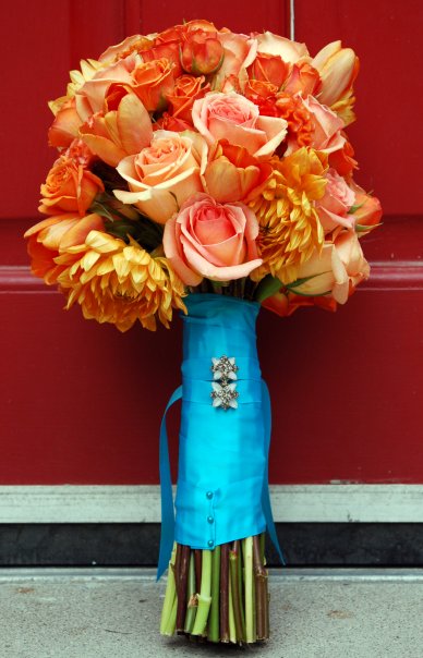 turquoise and orange wedding flowers