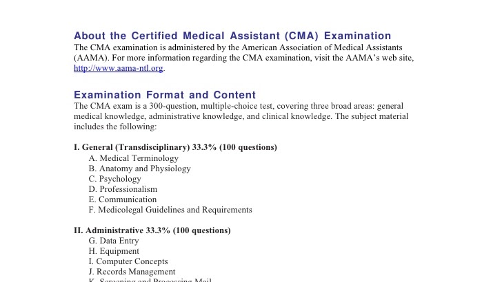 CMA (AAMA) - Cma Certified Medical Assistant