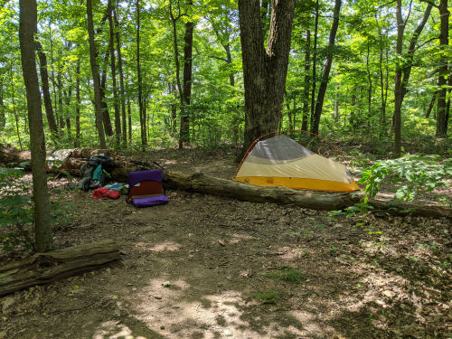 campsite on the Knobstone Trail