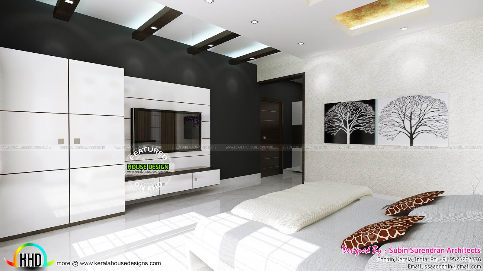 Master bedrooms  dining home  theater  interiors Kerala 