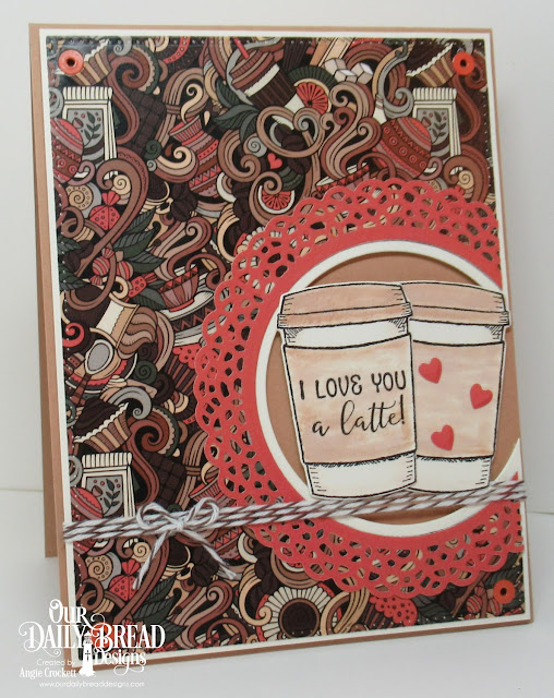 ODBD Hug In A Mug Stamp/Die Duos, ODBD Latte Love Paper Collection, ODBD Custom Dies: Fancy Circles, Circles, Pierced Rectangles, Clouds and Raindrops, Card Designer Angie Crockett