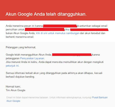 Akun Google / Gmail Ditangguhkan, Blog Terhapus atau Tidak ?