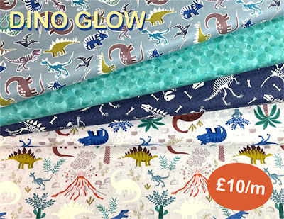 Dino Glow fabrics from Lewis and Irene