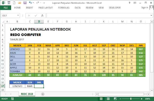 Menghitung Penjualan Notebook dengan Excel