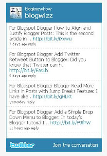 Twitter Profile Widget - how to insert into Blogger