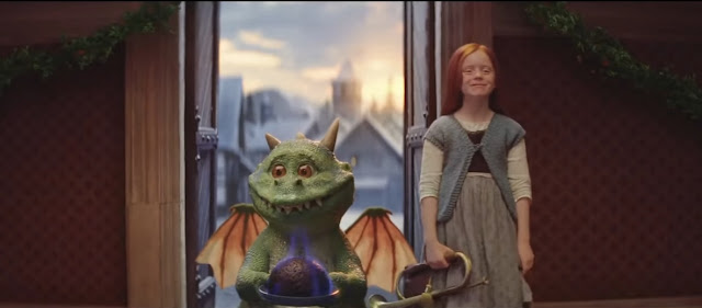 Extrait du clip publicitaire de Noël 2019 "Edward le dragon" des magasins John Lewis