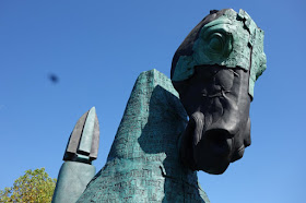 bronze horse head public art Lucca, Italy