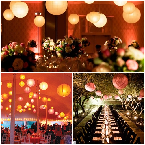 Paper lanterns create a luxurious warmth to your wedding reception