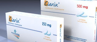 Clarix الاسم التجاري,دواء Clarix,Clarithromycin الاسم العلمي,دواء كلاريثرومايسين,دواء كلاريكس,مضاد حيوي شبه مصنّع مشتق من اريثرومايسين أ (ينتمي إلى زمرة الماكروليدات),إستعمالات Clarix,جرعات Clarix,الأعراض الجانبية Clarix,التفاعلات الدوائية Clarix,دواء كلاريكس والحمل والرضاعة,موسوعة الأدوية الأردنية ,دليل الأدوية,فهرس الأدوية