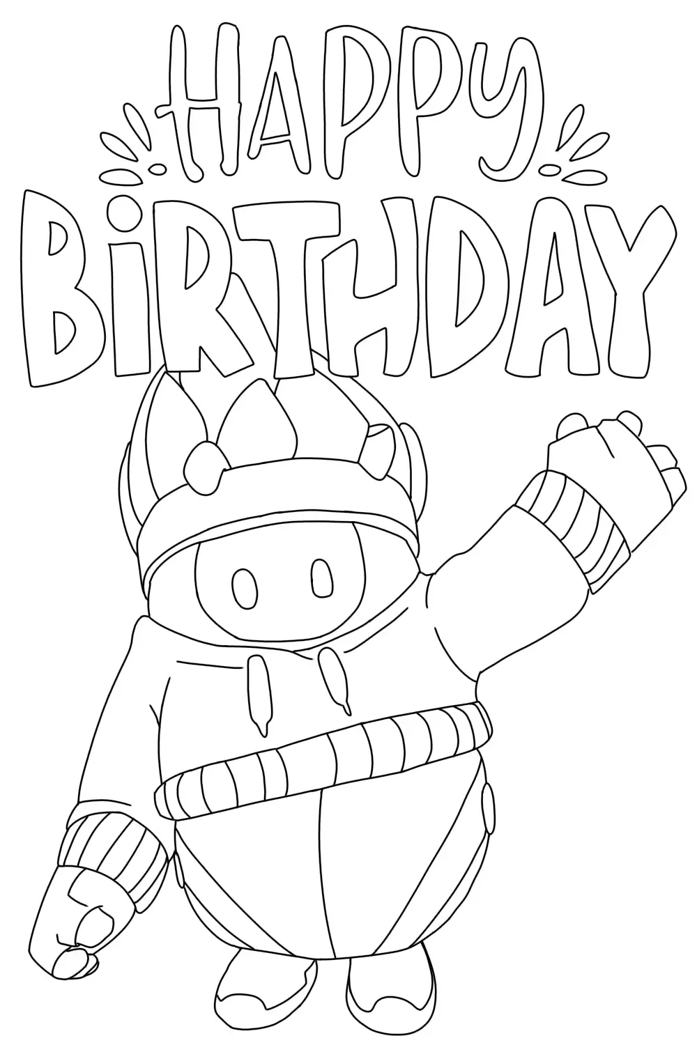 Happy Birthday Fall Guys Coloring Pages