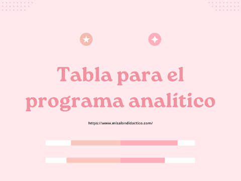 Tabla para el programa analítico