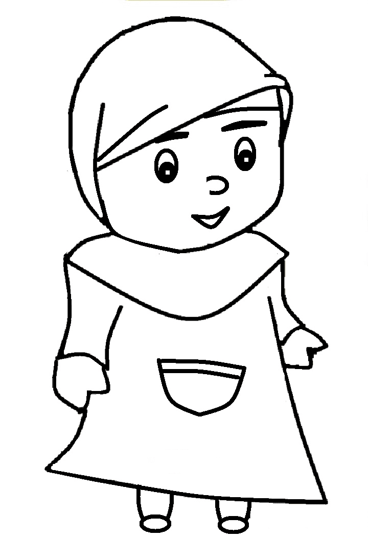 Gambar Mewarnai Gambar Sketsa Kartun Anak Muslimah 14 