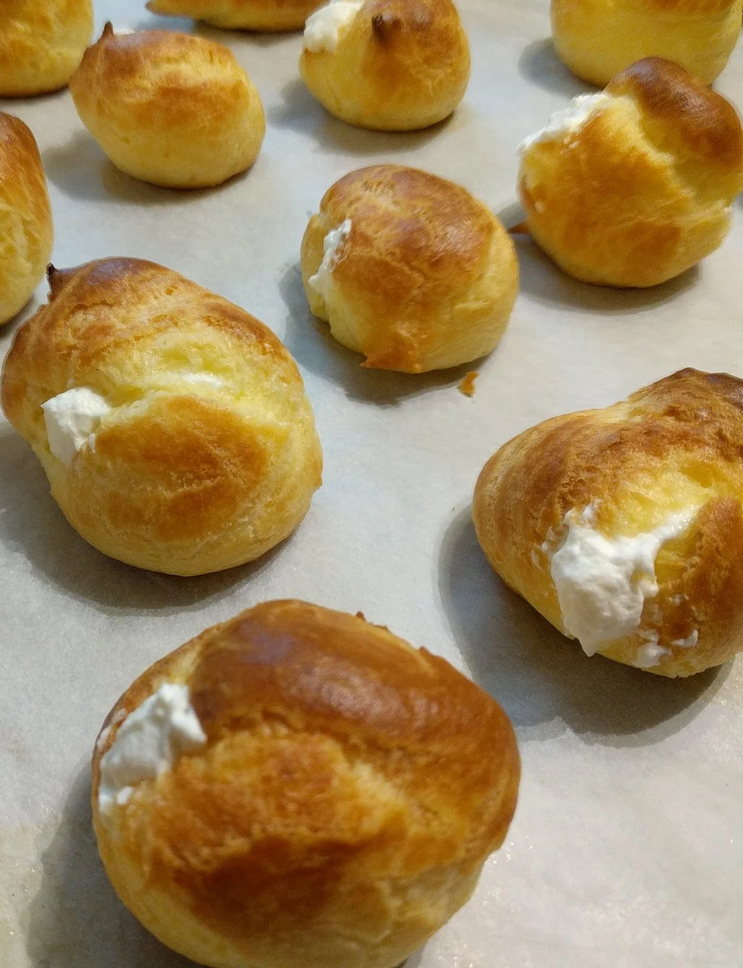 choux pastry mini cream puffs with cream filling