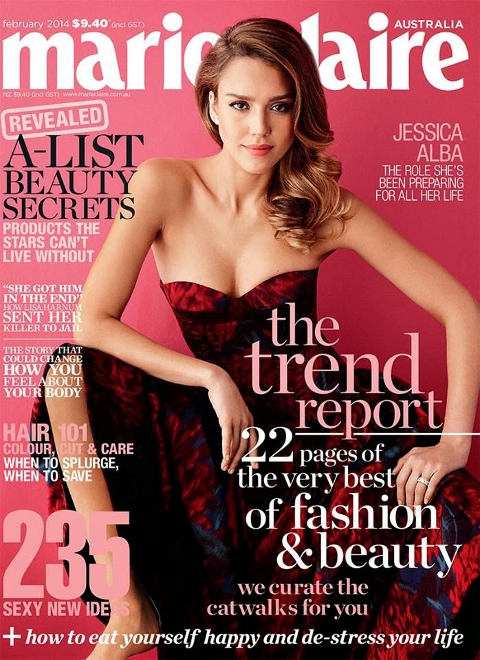 Magazine Cover : Jessica Alba Magazine Photoshoot Pics on Marie Claire Magazine Australia February 2014 Issue 