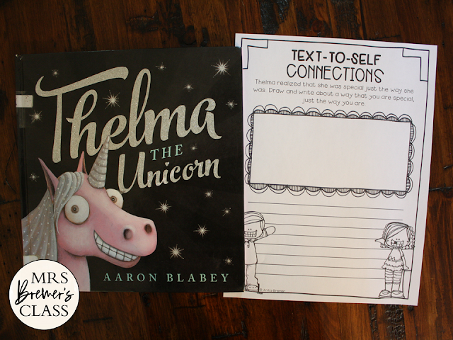 Thelma the Unicorn book activities unit with literacy companion activities and a craftivity for Kindergarten and First Grade