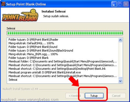 ... komputer utama, akan dibuat shortcut untuk main game Point Blank ini