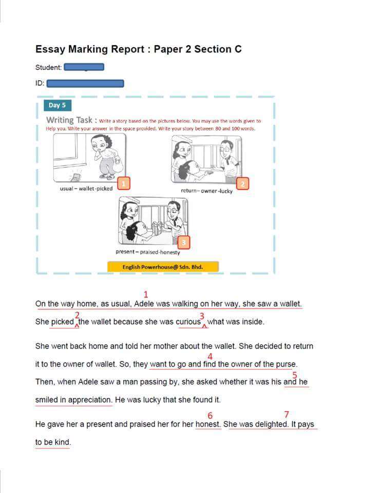 Cara Pemarkahan Penulisan Bahasa Inggeris UPSR 2016 (UPSR 