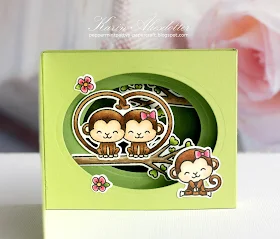 Sunny Studio Stamps: Love Monkey Frilly Frames Polka Dots Love Themed Cards with Karin Akesdotter