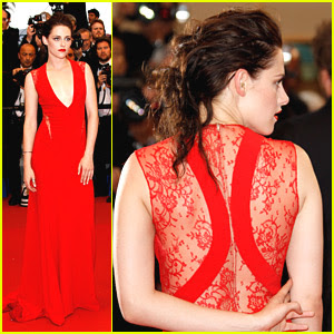 Kristen Stewart transparent red dress