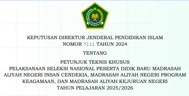 Juknis Pendaftaran SNPDB MAN IC Tahun Pelajaran 2025/2026