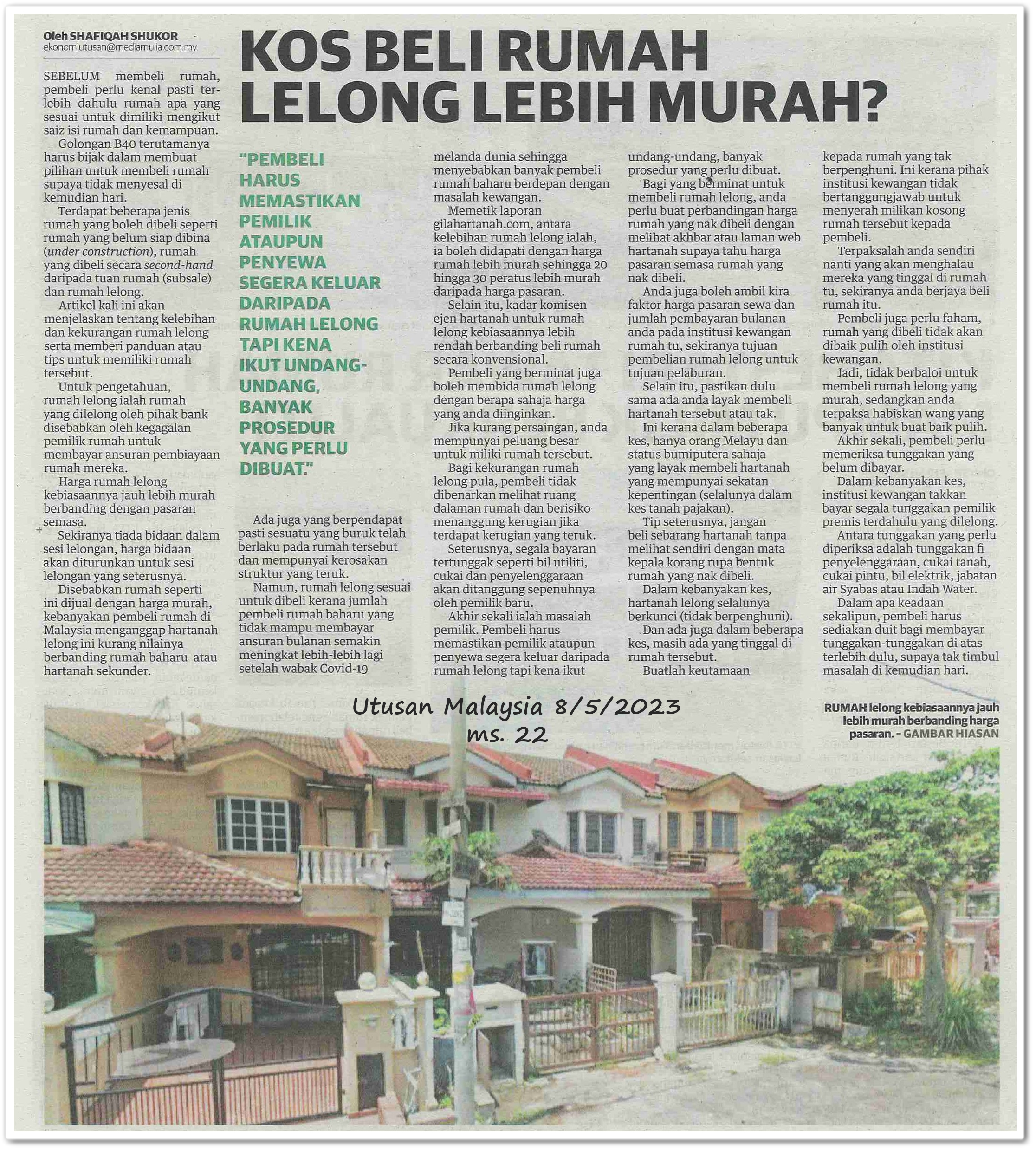 Kos beli rumah lelong lebih murah?