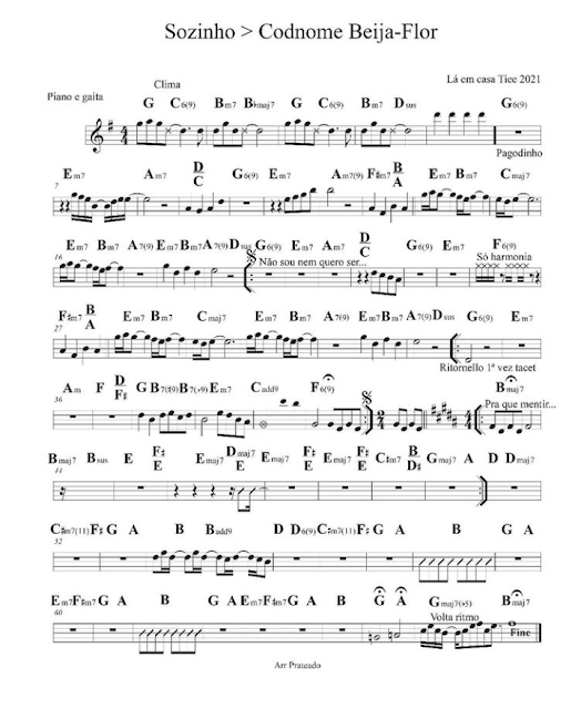 Partitura - Tiee - Sozinho - Codinome beija-flor