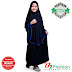 Baju Gamis Muslim Anak Perempuan Jersey Navy Garis Tepi Biru 1-10 Thn