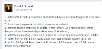 Batas Waktu Pengiriman Sinkronisasi Dapodik diperpanjang