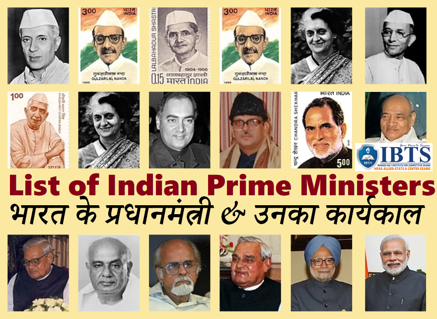 List of Indian Prime Ministers & their tenure - भारत के प्रधानमंत्री की सूची और उनका कार्यकाल)