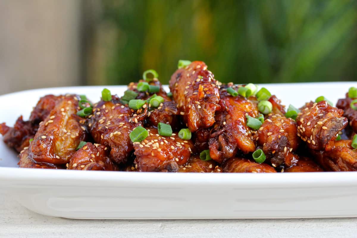 One-Pot Sticky Chicken Wings on a white serving plate.
