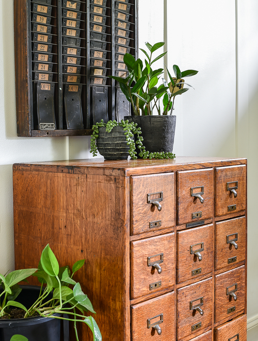 Antique Oak Card Catalog Makeover