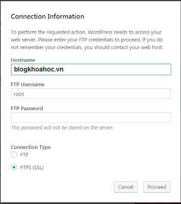 To perform the requested action, WordPress needs to access your web server.
